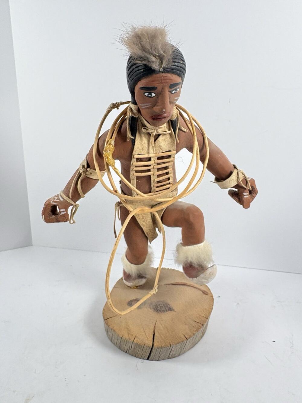 Handmade Native American Hoop Dancer Folk Art Sculpture Figure 13in Missing Part
